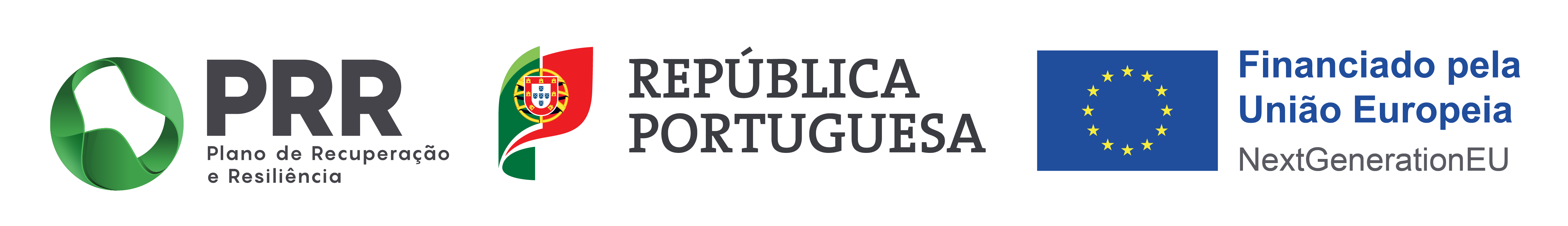 PRR — Plano de Recuperação e Resiliência. República Portuguesa. Financiado pela União Europeia – NextGenerationEU